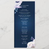 Hochzeitsfeierprogramm für die Marine und die Lila Menükarte (Rückseite)