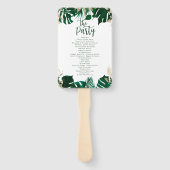 Hochzeitsfeierprogramm für die tropische Vegetatio Fächer (Rückseite)