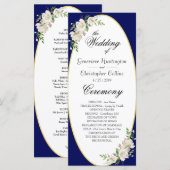 Hochzeitsfeierprogramm für Elegante Boho Blue Flor Programm (Vorne/Hinten)