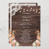 Hochzeitsfeierprogramm für Holz und Pfirsichblumen Einladung (Vorne/Hinten)