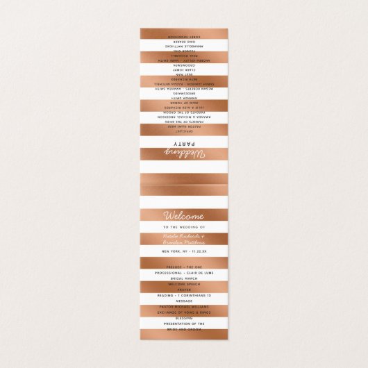 Hochzeitsfeierprogramm für moderne Rose (Außenseite Aufgefaltet)