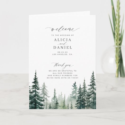 Hochzeitsfeierprogramm für Pinienwälder Programm (Vorderseite)