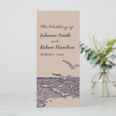 Hochzeitsfeierprogramm für Rustic Beach Ocean Wave Programm (Stehend Vorderseite)