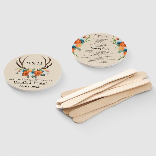 Hochzeitsfeierprogramm für rustikale Blumenliebhab Fächer (Non-assembled)