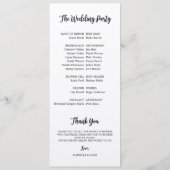 Hochzeitsfeierprogramm für rustikale Branchen Programm (Rückseite)