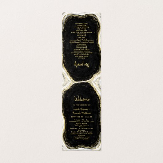 Hochzeitsfeierprogramm für Schwarz-weiße und golde (Außenseite Aufgefaltet)