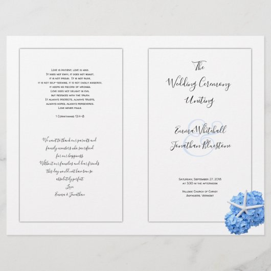 Hochzeitsfeierprogramm für Seaside Garden (Vorderseite)