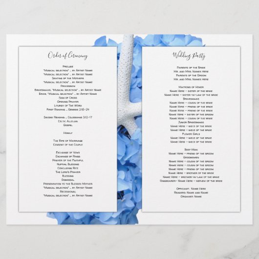 Hochzeitsfeierprogramm für Seaside Garden (Rückseite)