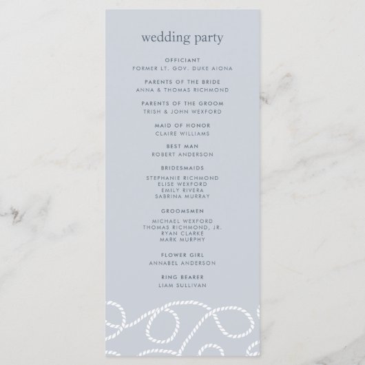 Hochzeitsfeierprogramm für Seetüchtige | Nebel Programm (Rückseite)