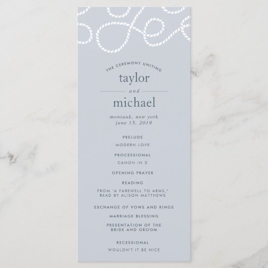 Hochzeitsfeierprogramm für Seetüchtige | Nebel Programm (Vorderseite)