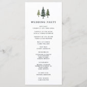 Hochzeitsfeierprogramm für Tall Pines Programm (Rückseite)