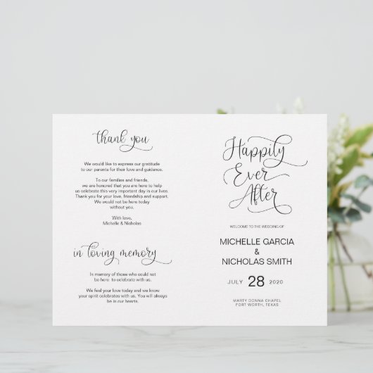 Hochzeitsfeierprogramm Modernes handgeschriebenes  (Stehend Vorderseite)