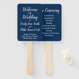Hochzeitsfeierprogramm Navy und White Rustic Fächer