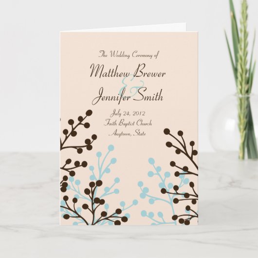 Hochzeitsfeierprogramm und Bestellung der Servicek Programm (Vorderseite)