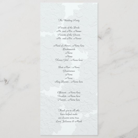 Hochzeitsfeierprogramme für Tall Blue Hydrangea Programm (Rückseite)