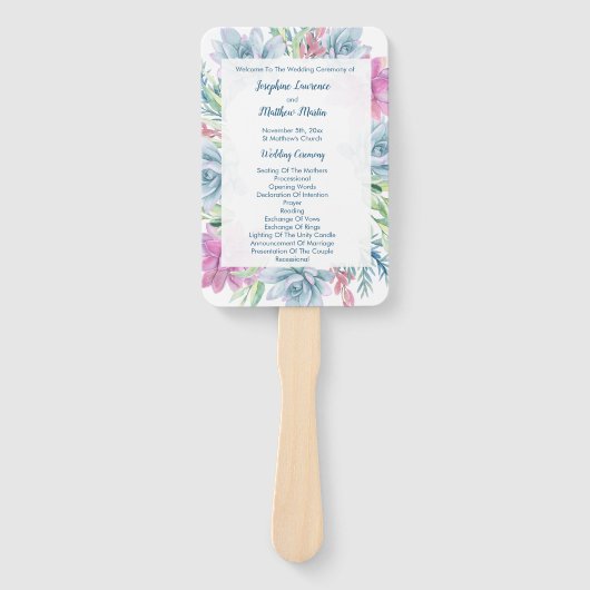 Hochzeitsfeierprogramme für Wasserfarben Fächer (Vorderseite)