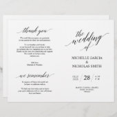 Hochzeitsfeierprogramme, Moderne Eleganz Schwarz (Vorne/Hinten)