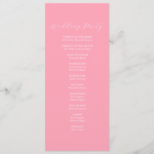 Hochzeitsfeierprogramme Rosa Florals Programm (Rückseite)