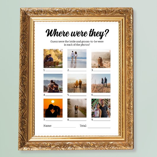 Hochzeitsfeierspiel, wo sie Foto erraten Poster