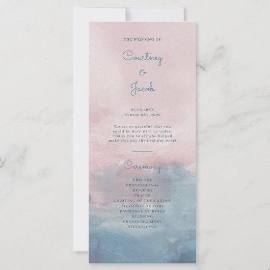 Hochzeitsfeiertag in Rosa und Blau (Vorderseite)