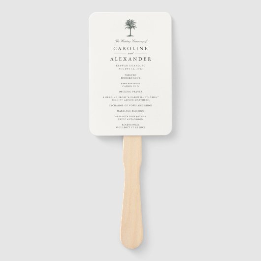 Hochzeitsfeierungsprogramm Havana Palm Fächer (Vorderseite)