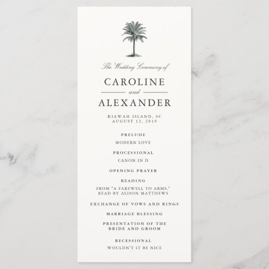 Hochzeitsfeierungsprogramm Havana Palm Programm (Vorderseite)