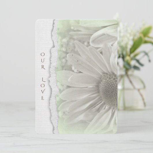 Hochzeitsfeige in weichem Grün mit zerrissenem Pap Einladung (Stehend Vorderseite)