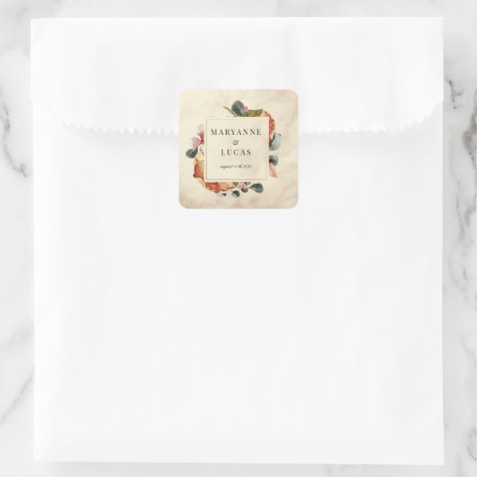 Hochzeitsfeige Quadratischer Aufkleber (Tasche)