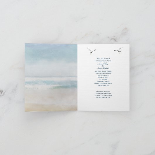 Hochzeitsfenster mit Seestern Einladung (Innenseite)