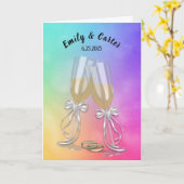 Hochzeitsferd und Ringe auf Regenbogen Karte (Gelbe Blume)