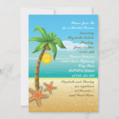 Hochzeitsfest am Palmenbaum und am Strand von Sees Einladung (Vorderseite)