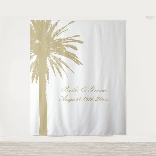 Hochzeitsfest am Strand Party Palm Foto Hintergrun Wandteppich (Vorderseite)