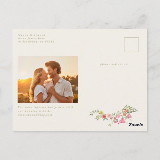 Hochzeitsfest im blühenden Foto Postkarte (Rückseite)