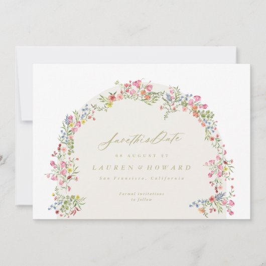 Hochzeitsfest im blühenden Foto Save The Date (Vorderseite)