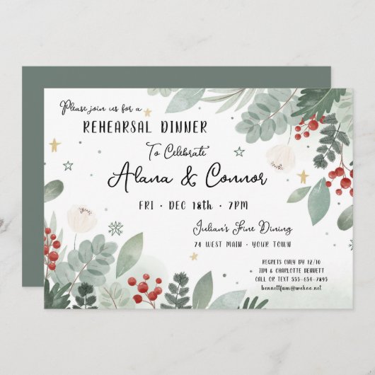 Hochzeitsfest im Dezember Probe Einladung (Vorne/Hinten)