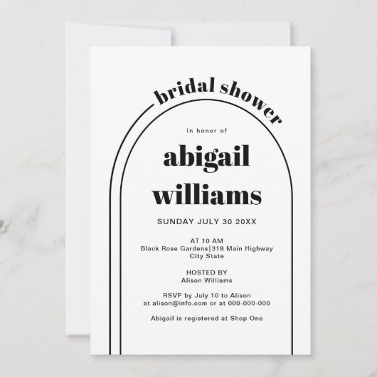 Hochzeitsfest in Schwarz-Weiß-Brautparty Einladung (Vorderseite)