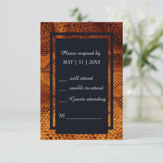 Hochzeitsfest mit wilder Schlange RSVP Karte (Stehend Vorderseite)