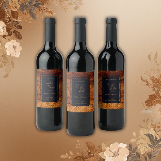 Hochzeitsfest mit wilder Schlange Weinetikett