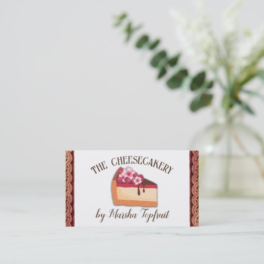 Hochzeitsfest Raspberry Cheesecake Backwaren Backe Visitenkarte (Stehend Vorderseite)