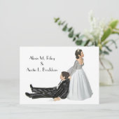 Hochzeitsfest Spaß auf Weiß Einladung (Stehend Vorderseite)