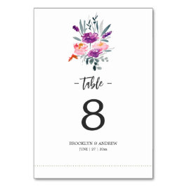 Hochzeitsfeste Tischnummern mit Blume