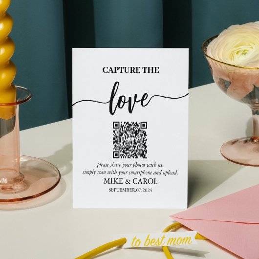 Hochzeitsfeststellung des Liebe-Fotos QR-Code Sockelschild