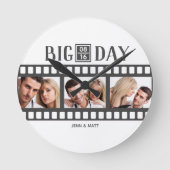 Hochzeitsfilm Hinzufügen von 3 Fotos Runde Wanduhr (Vorderseite)