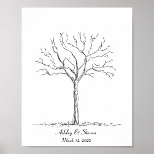 Hochzeitsfingerabdruckbaum Poster