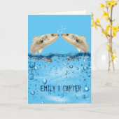 Hochzeitsfisch im Wasser mit Herzblasen Karte (Gelbe Blume)