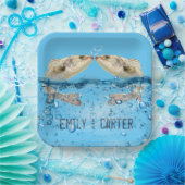 Hochzeitsfisch im Wasser mit Herzblasen Pappteller (Party)