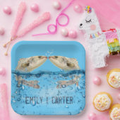 Hochzeitsfisch im Wasser mit Herzblasen Pappteller (Party)