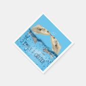 Hochzeitsfisch im Wasser mit Herzblasen Serviette (Ecke)