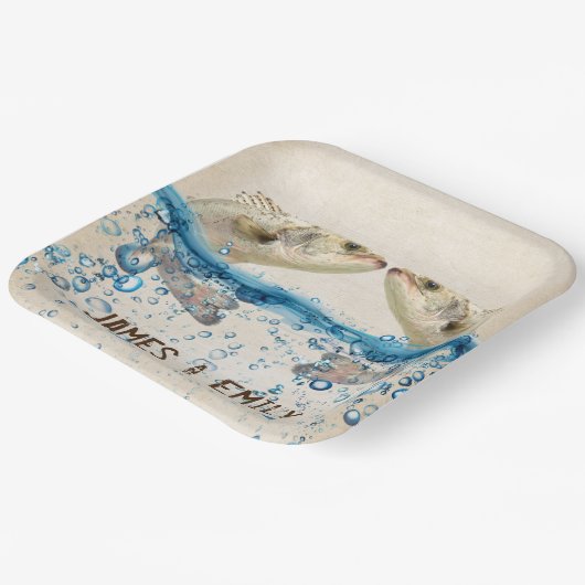 Hochzeitsfisch im Wasser Pappteller (Gewinkelt)