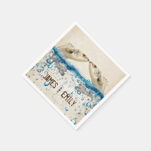 Hochzeitsfisch im Wasser Serviette (Ecke)